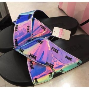 Victoria Secret "PINK" Iridescent Slides S/P NWT